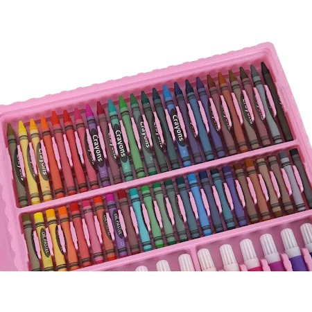 Set,trusa completa pentru copii,desenat,colorat si pictat,168 piese,trusa inclusa - Roz [4]