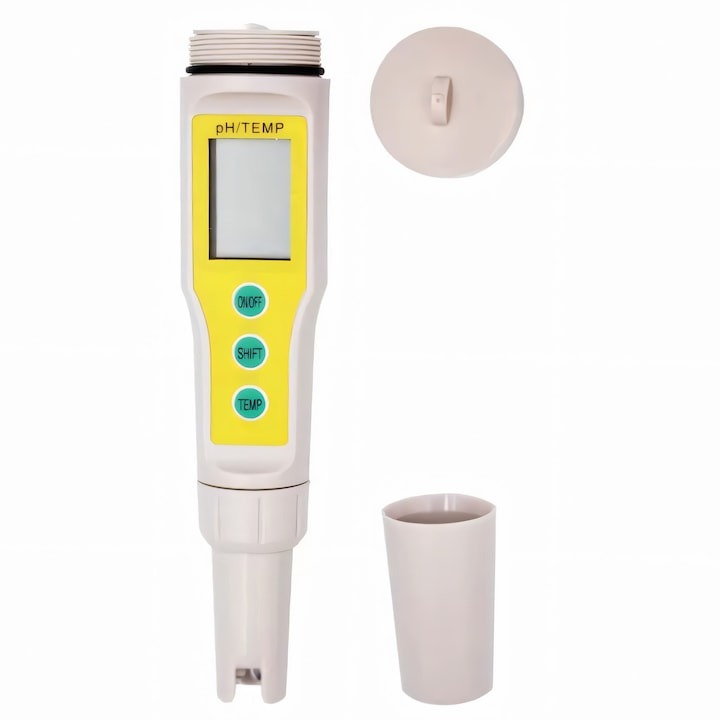 Tester apa, 2 in 1, temperatura si pH, solutii de calibrare incluse, alb/galben [9]