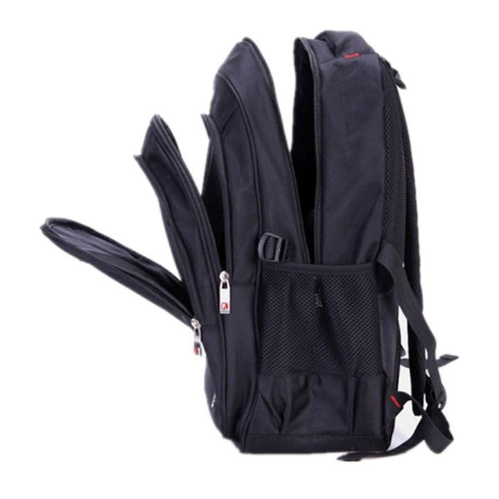 Rucsac multifunctional, pentru scoala, calatorii, laptop, nailon/poliester, durabil, compartimente multiple, 31 x 15 x 45 cm, negru [8]