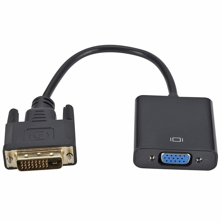 Cablu adaptor, convertor de la DVI-D 24+1 tata la VGA 15 pini mama, negru [6]