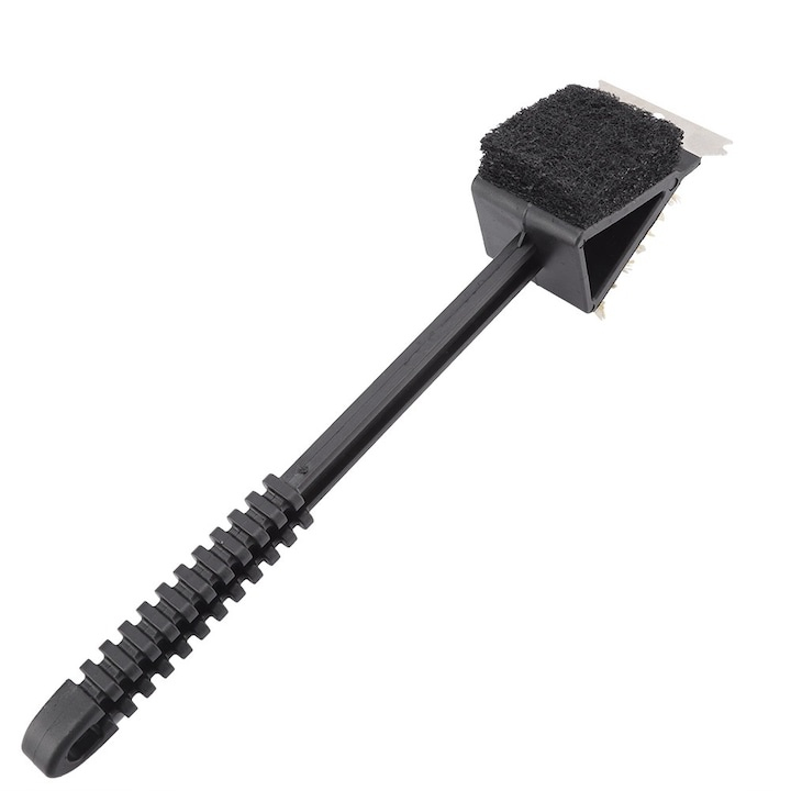 Perie 3 in 1, pentru curatare gratar, tigai, plastic/metal, multifunctionala, 36 x 7 cm, negru [2]