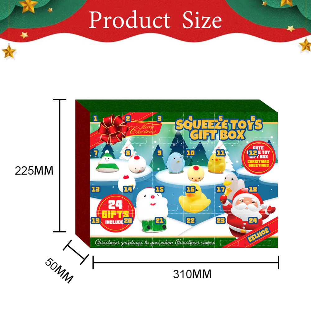 Calendar advent pentru copii, 24 jucarii squishy, antistres, 22.5 x 5 x 31 cm, multicolor [2]