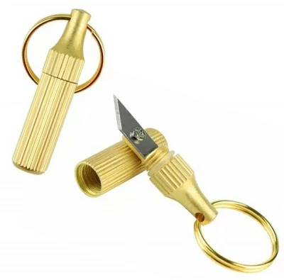 Cutit pliabil, tip breloc, inox, lama 9 mm, auriu [3]