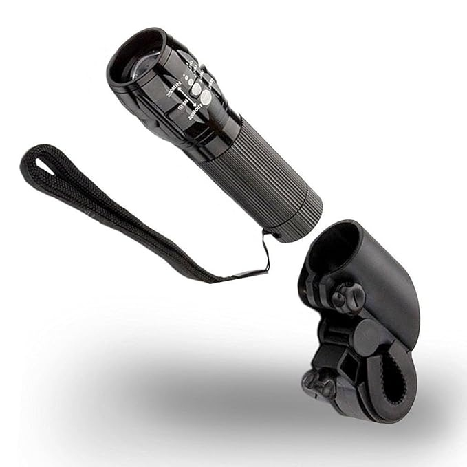 Far bicicleta LED, suport prindere, zoom, aluminiu, 3 moduri iluminare, 9.3 x 3 cm, negru [9]