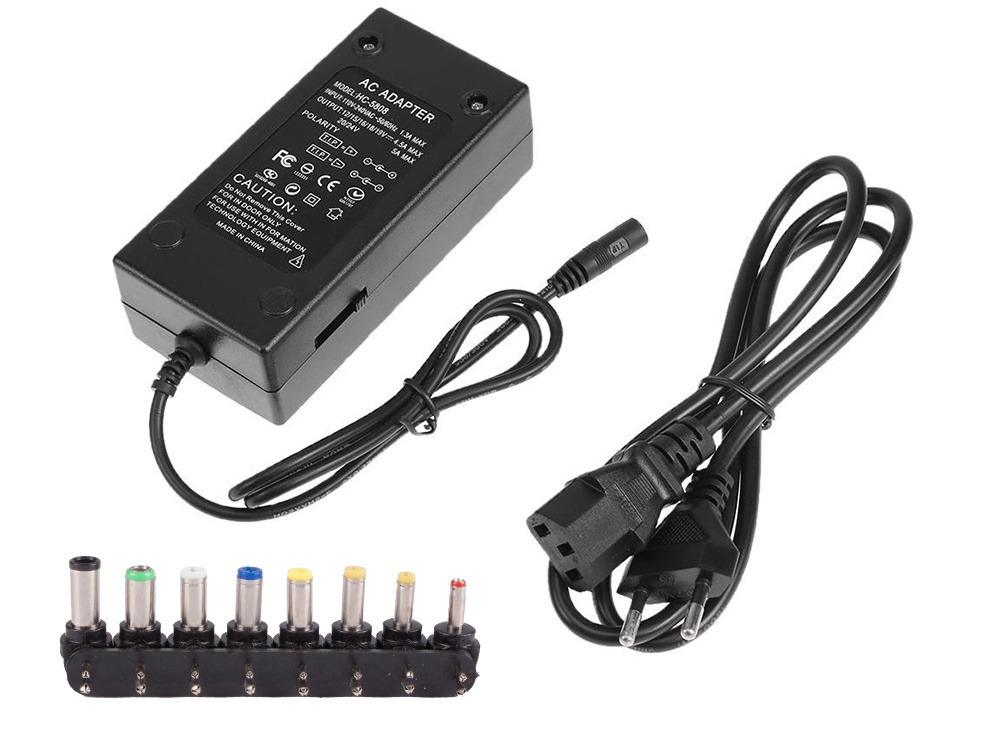 Incarcator universal pentru laptop, 12V-24V, 96W, 8 mufe, negru [9]