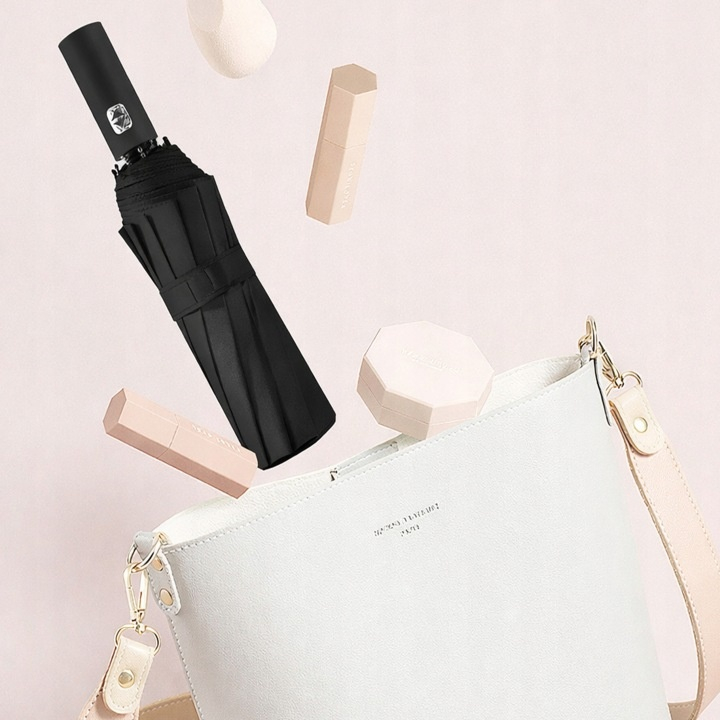 Umbrela, deschidere automata, protectie UV 50+, pliabila, 12 spite, diametru 105 cm, negru [5]