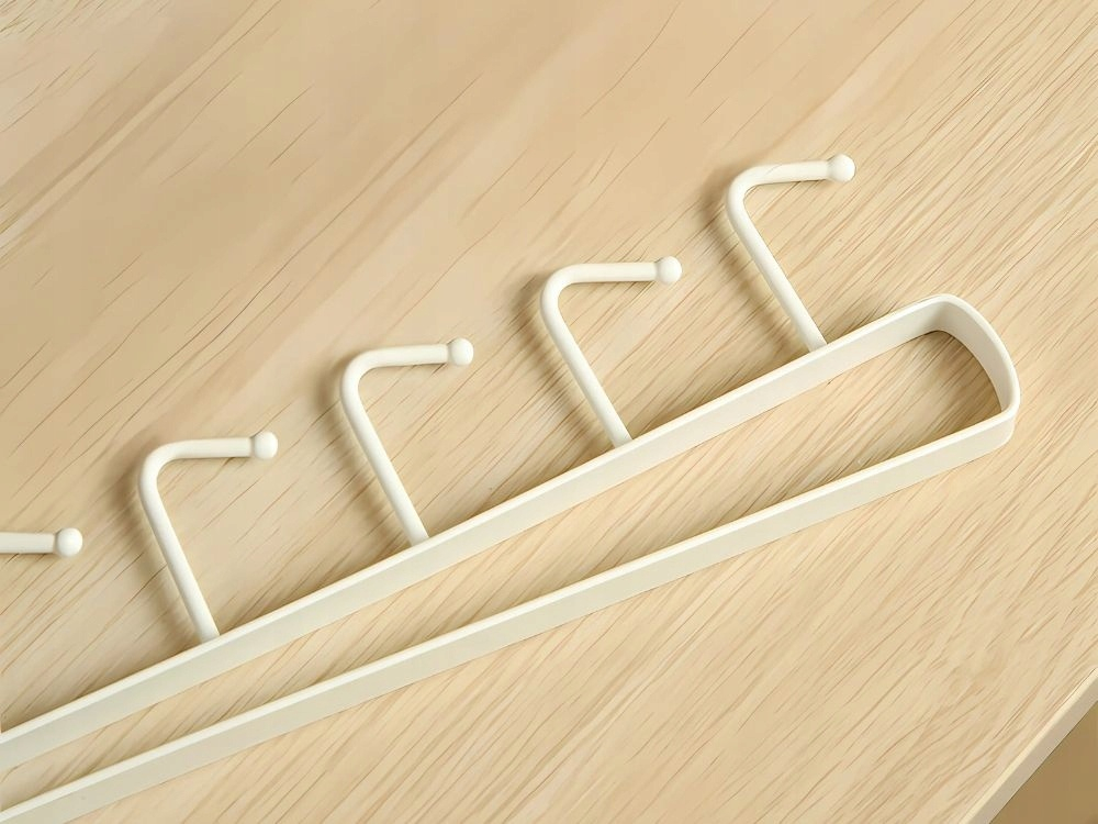 Suport pentru bucatarie, organizare ustensile, cani, 6 carlige, metal, prindere pe dulap, 26.5 x 4.5 cm, alb [11]