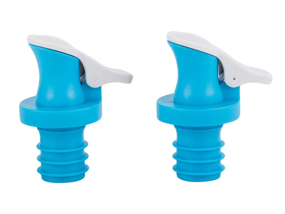 Set 2 dopuri cu picurator, pentru sticle de ulei, otet, plastic/cauciuc, reutilizabile, 5.5 x 1.8 cm, albastru/alb [6]