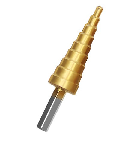 Burghiu conic in trepte, acoperit cu titan, din otel, 4-12 mm [4]