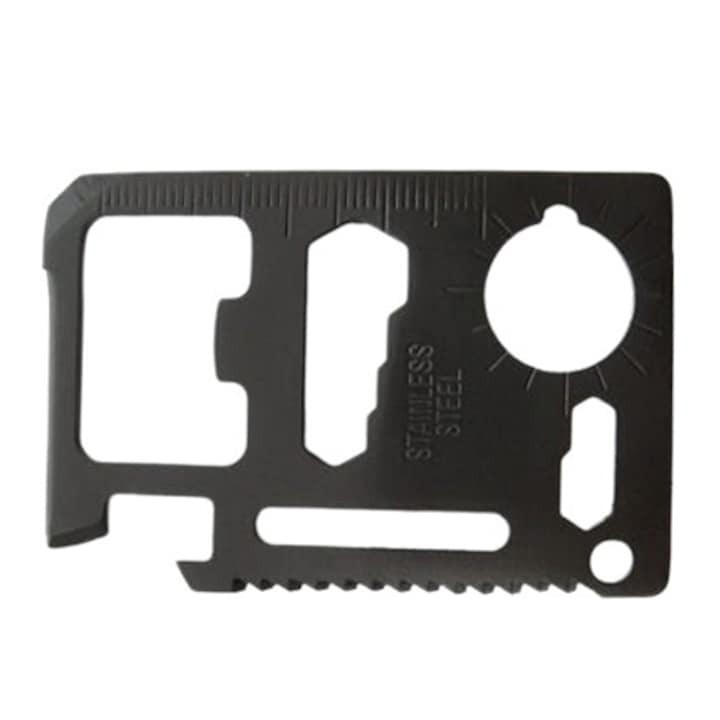 Card multifunctional pentru spravietuire, otel inoxidabil, husa inclusa, negru [3]
