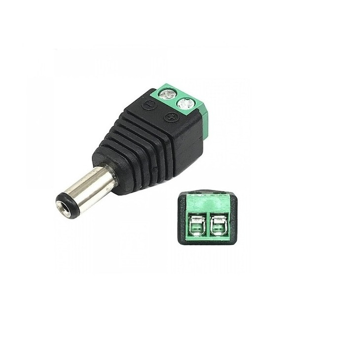 Mufa alimentare tata, prindere 2.1 x 5.5 mm, negru/verde [3]