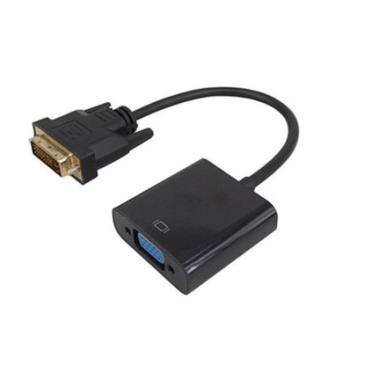 Cablu adaptor, convertor de la DVI-D 24+1 tata la VGA 15 pini mama, negru [5]