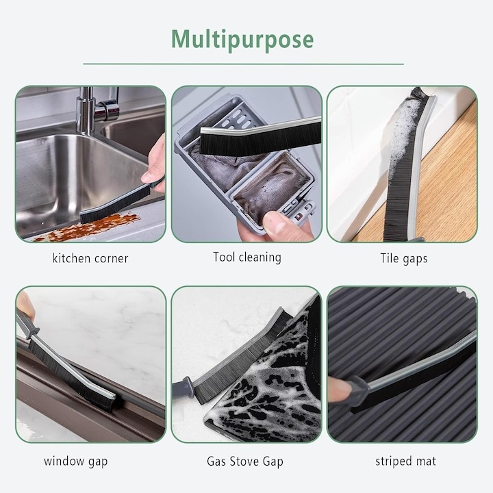 Perie pentru curatare spatii inguste, greu accesibile, maner ergonomic, diverse suprafete, plastic, 23 x 2 cm, negru [2]