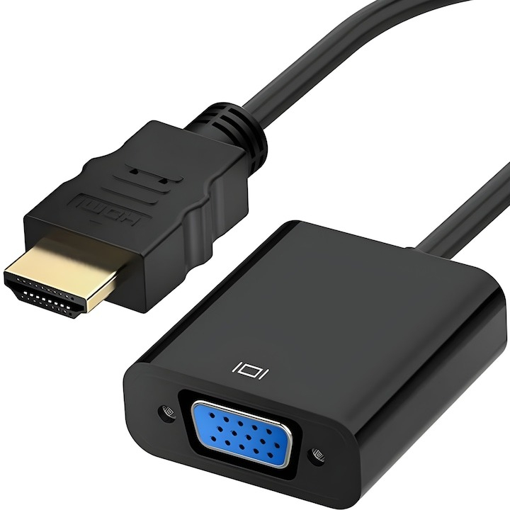 Adaptor convertor HDMI tata la VGA mama, jack 3.5 mm audio mama, cablu audio, 25 cm, negru [10]