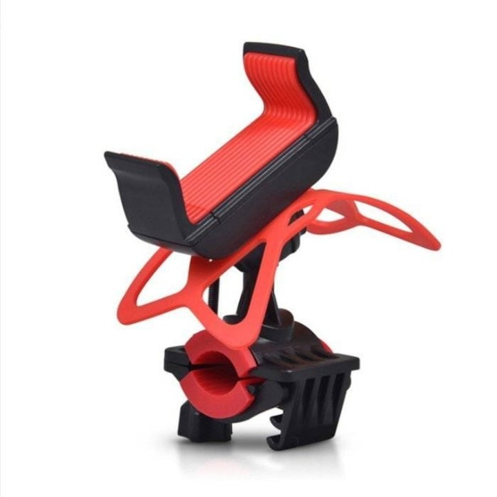 Suport telefon pentru biciclete/motociclete, bretele din silicon, ajustabil, rotire 360°, rosu [2]