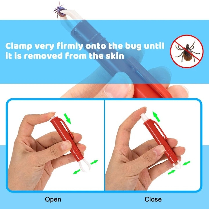 Penseta pentru extragerea capuselor, 9 x 1 cm, plastic, usor de utilizat, ideala pentru caini si pisici, rosu [2]