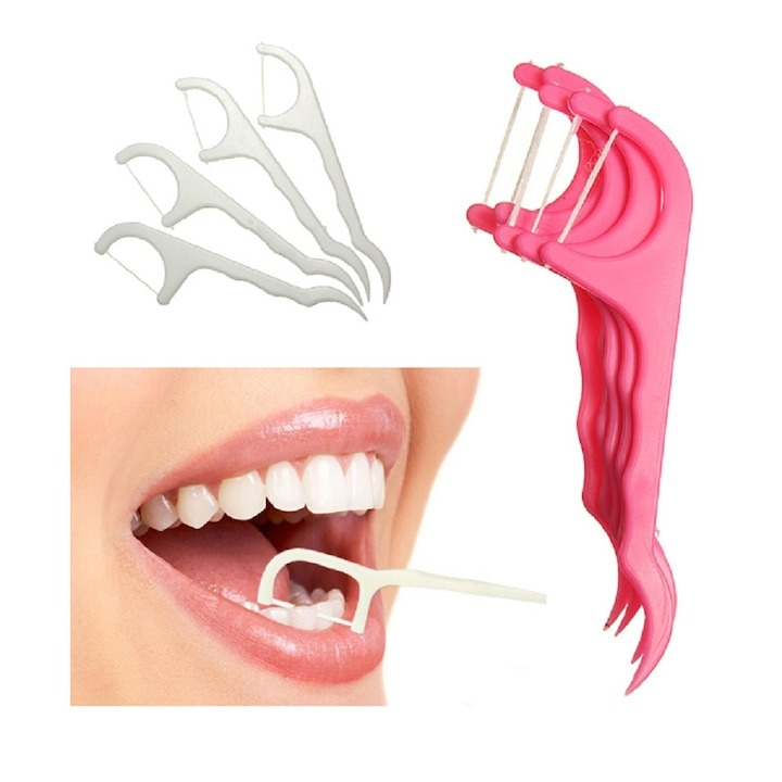 Set ata dentara tip scobitoare, 24 bucati, roz [5]