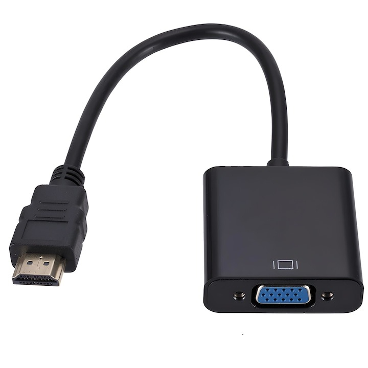 Adaptor convertor HDMI tata la VGA mama, jack 3.5 mm audio mama, cablu audio, 25 cm, negru [9]