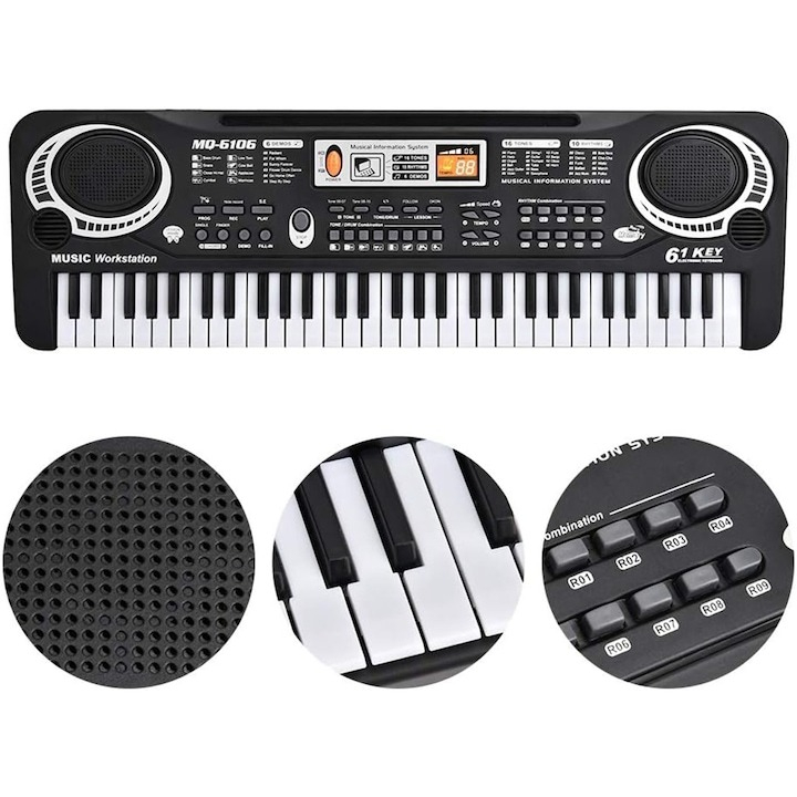 Orga electronica pentru copii, 61 clape, microfon inclus, functie de inregistrare, ABS, 54 x 17 x 5cm [5]