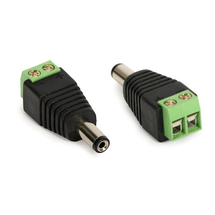 Mufa alimentare tata, prindere 2.1 x 5.5 mm, negru/verde [2]