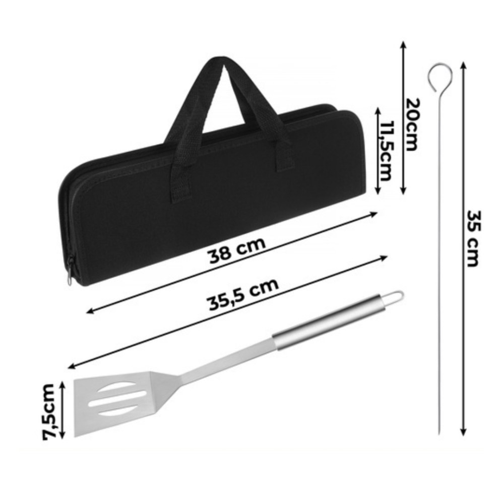 Set 9 ustensile pentru gratar, otel inoxidabil/silicon, husa depozitare inclusa, 38.5 x 11.5 x 5 cm, negru/argintiu [2]