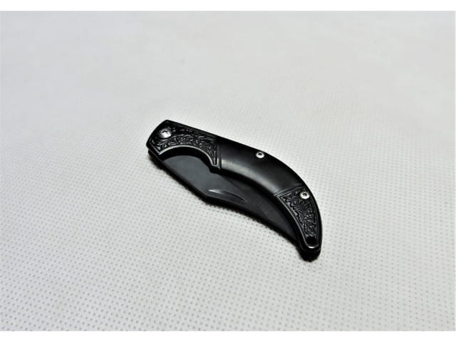 Briceag pliabil, pentru supravietuire, camping, drumetii, multifunctional, otel inoxidabil, lungime 15 cm, maner curbat, ergonomic, negru [7]