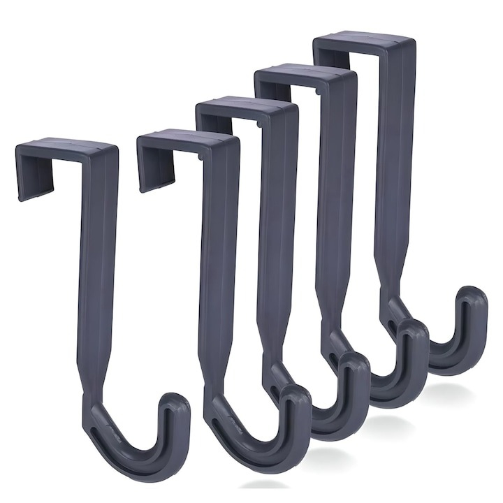Set 5 cuiere pentru usa, plastic, haine, prosoape, genti, accesorii, negru [5]