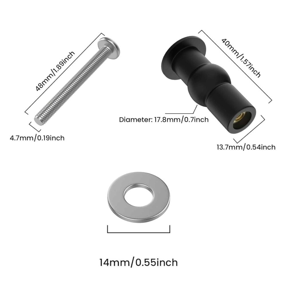 Set 2 suruburi pentru fixare capac de toaleta, universale, otel inoxidabil/cauciuc, 48 mm, negru [7]