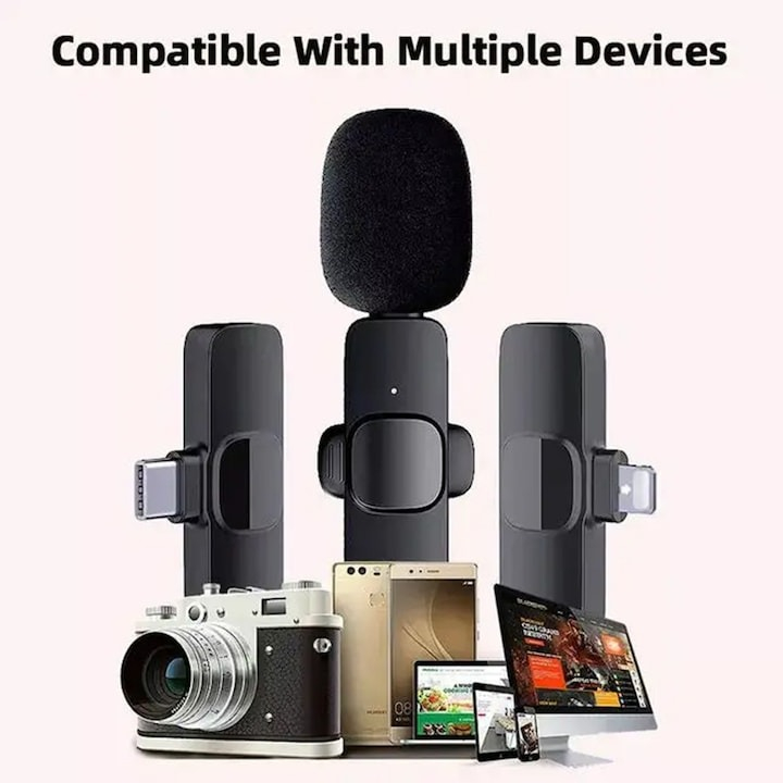 Set 2 x lavaliera wireless pentru telefon, Lightning, negru [6]