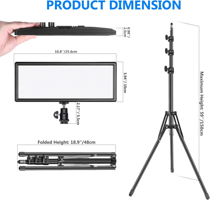 Kit 2x Panouri Bi Color 144 LED,trepiezi 150 cm,telecomanda contro,2 baterii + 1 incarcator,geanta transport inclusa [2]