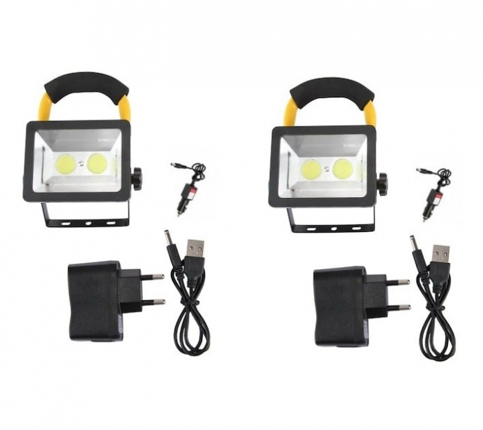 Trepied dublu pentru proiectoare,reglabil 90-160 cm cu 2 proiectoare LED incluse si 6 baterii [5]