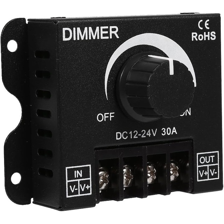 Dimmer pentru benzi LED, control manual, 12V-24V, 30A, negru [3]