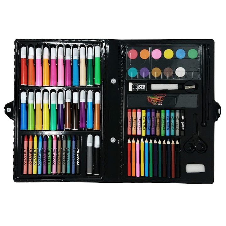 Set pictat si desen, 86 piese, gentuta depozitare tip valiza, 33.5 x 3.5 x 27 cm – complet, colorat si ideal pentru copii pasionati de arta [10]