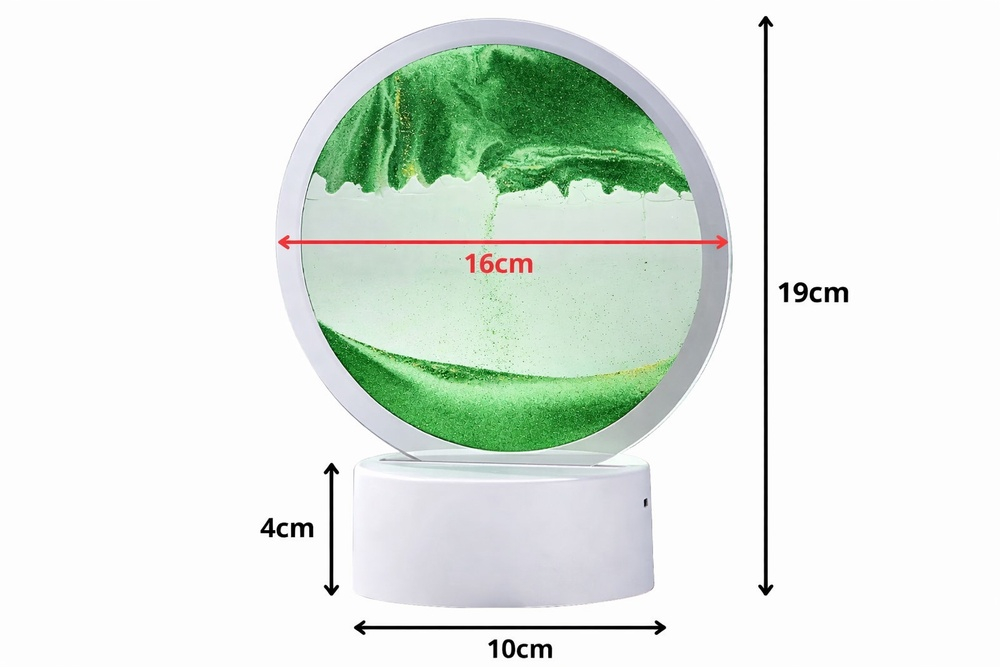 Lampa decorativa cu nisip in miscare, efect relaxant 3D, LED, verde, pentru living si dormitor, 19 x 10 cm [2]