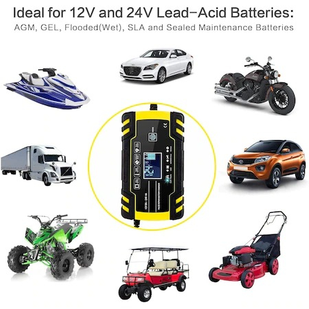 Redresor auto F cu afisare LED pentru baterii 12V-8A, 24V-4A, cabluri incluse [5]