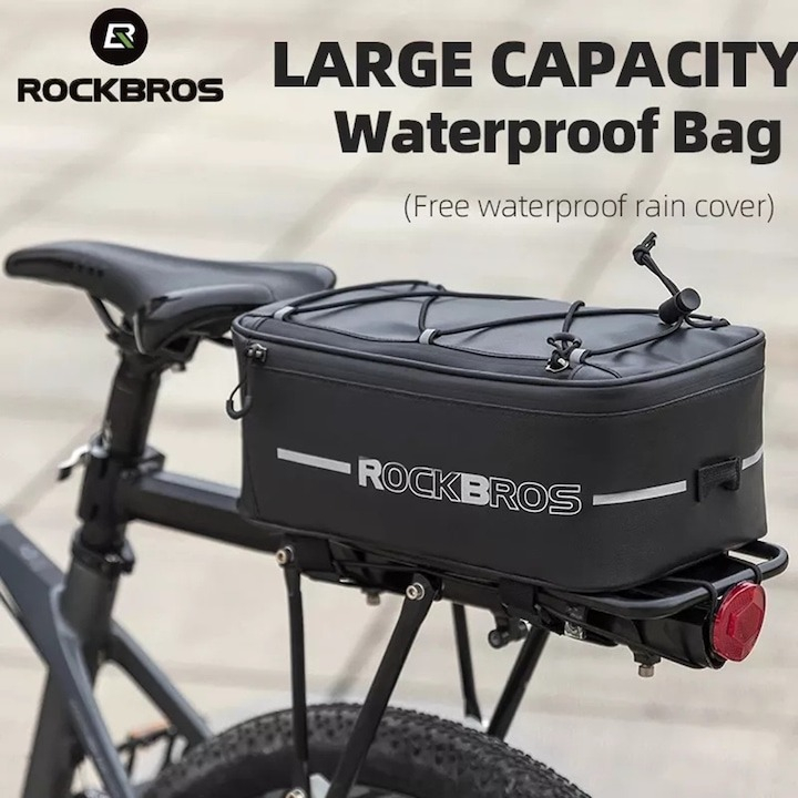 Geanta pentru bicicleta, 4l, husa impermeabila, 30 x 17 x 12 cm, negru [5]