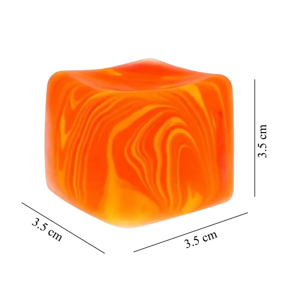 Cub antistres, squishy, pentru copii si adulti, design cu linii fluide, material termoplastic, portocaliu, 3.5 x 3.5 x 3.5 cm [7]