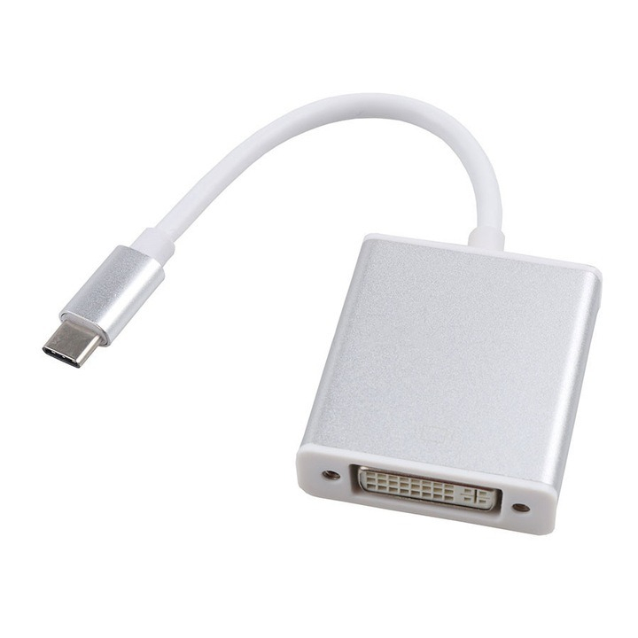 Adaptor tip C 3.1 la DVI, 15 cm, pentru laptop, Macbook, iMac, alb [3]