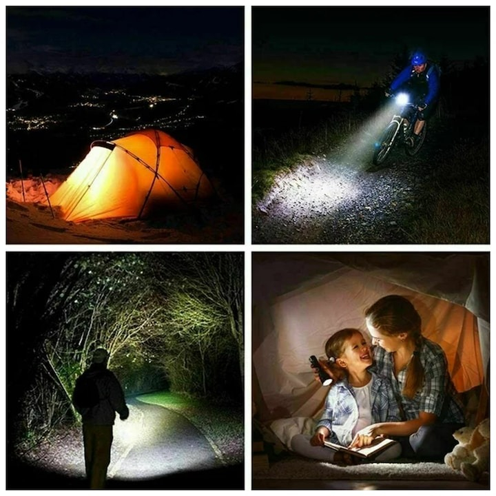 Lanterna tactica LED, 5 moduri de iluminare, pentru vanatoare, camping, rezistenta la apa, negru [2]