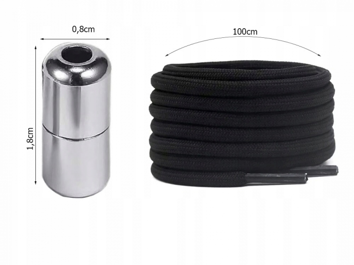 Set 2 sireturi reglabile cu 2 prinderi metalice la capete - Negru [4]