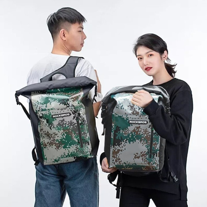 Rucsac impermeabil, 61 x 44 x 16 cm, 25l, negru/verde [2]
