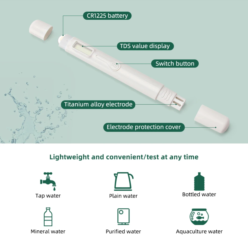 Tester digital apa, TDS, 0-9990 ppm, masurare rapida, alb [3]