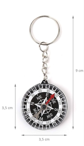 Mini busola tip breloc gradată compacta din plastic 3.5 cm cu lant pentru chei utilizare outdoor [2]