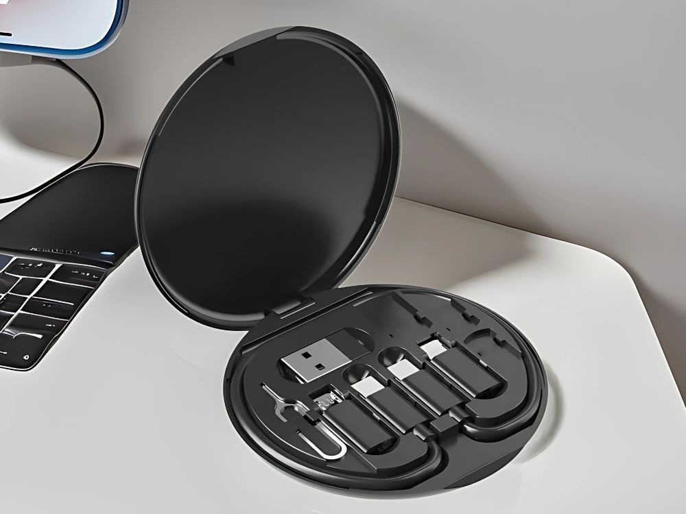 Set cabluri de date multifunctionale, adaptoare USB-C/Tip Lightning/USB-A/Micro-USB, portabil, negru [8]