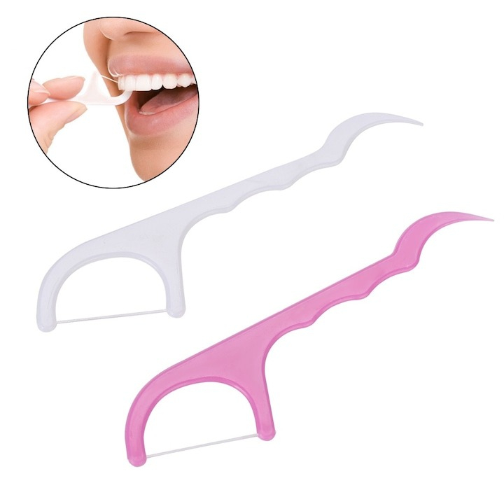 Set ata dentara tip scobitoare, 24 bucati, roz [2]