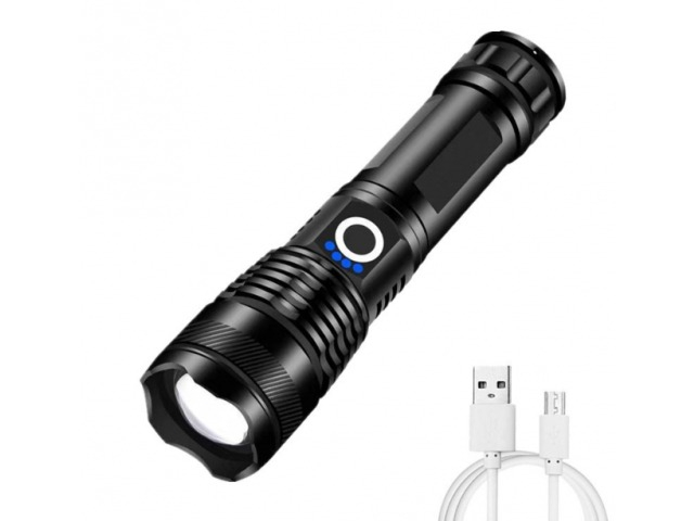 Lanterna tactica LED, 5 moduri de iluminare, pentru vanatoare, camping, rezistenta la apa, negru [6]