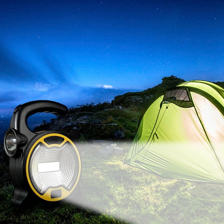 Lanterna camping, LED, lumina rece, 13 x 9.5 x 3 cm, forma ergonomica, 2 moduri de iluminare, negru/galben [9]