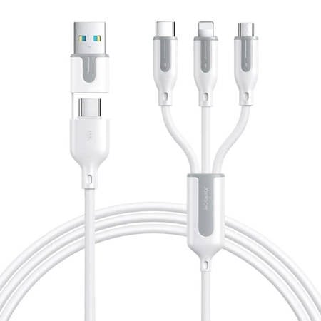 Cablu de incarcare si transfer date, 5 in 1, Lightning, USB-C, Micro USB, USB-A, lungime 1.2 m, alb