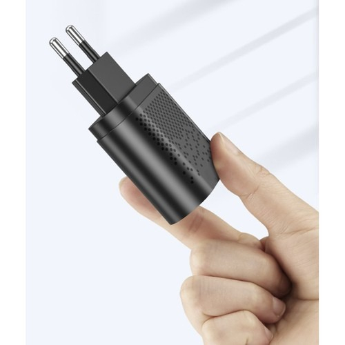 Set Incarcator priza 4x USB,incarcare rapida 3.0 Izoxis + cablu 3in1 micro USB,type C,iphone - Negru [8]