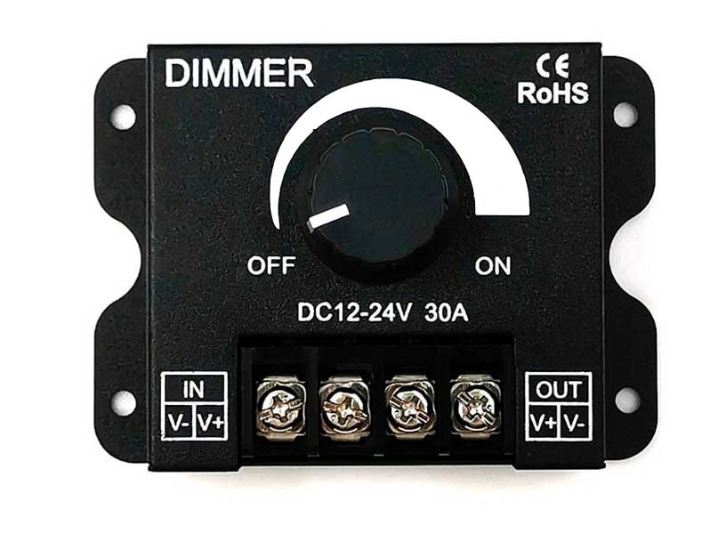 Dimmer pentru benzi LED, control manual, 12V-24V, 30A, negru